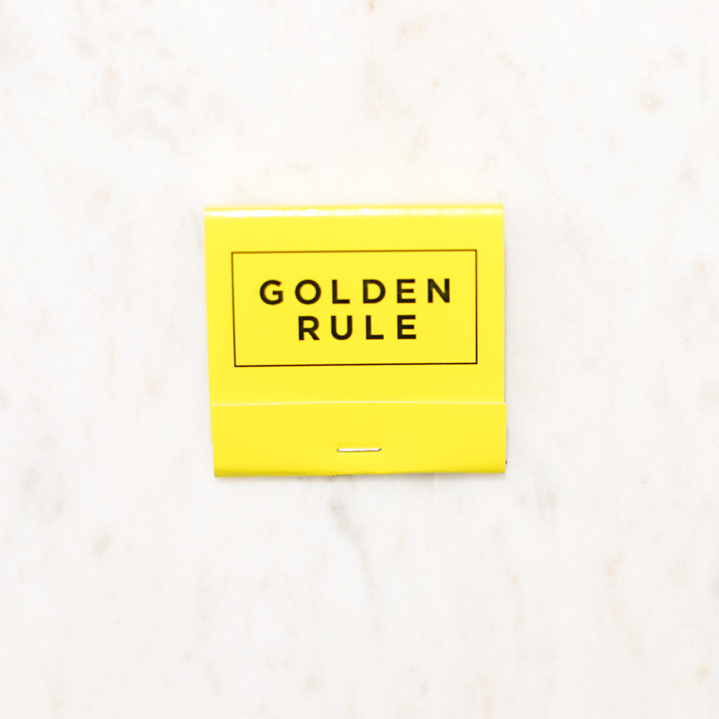 Yellow Golden Rule Gallery Branded Matchbook