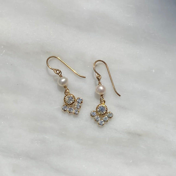 Pearl and Crystal Earrings | Gold Bridal Jewelry | Golden Rule Gallery 