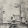 Vintage 1974 Corot "The Quincy Mill Near Douai" Art Plate | Vintage Black and White Corot Art | Golden Rule Gallery | Excelsior, MN | MPLS Art Gallery | Vintage Corot Art Collectibles