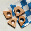 Wood Napkin on Checkered Napkin Set by Brooke Wade at Golden Rule Gallery