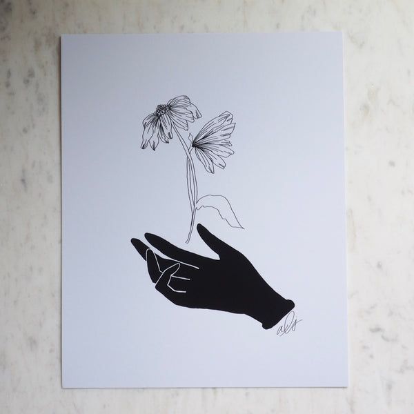 In The Palm Art Print | Anna Lisabeth Prints | Flower Hand Art Print | MN Artists | Golden Rule Gallery | Excelsior, MN