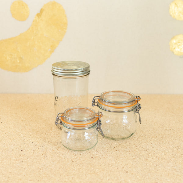 Rounded French Glass Storage Jar With Airtight Rubber Seal - 3L