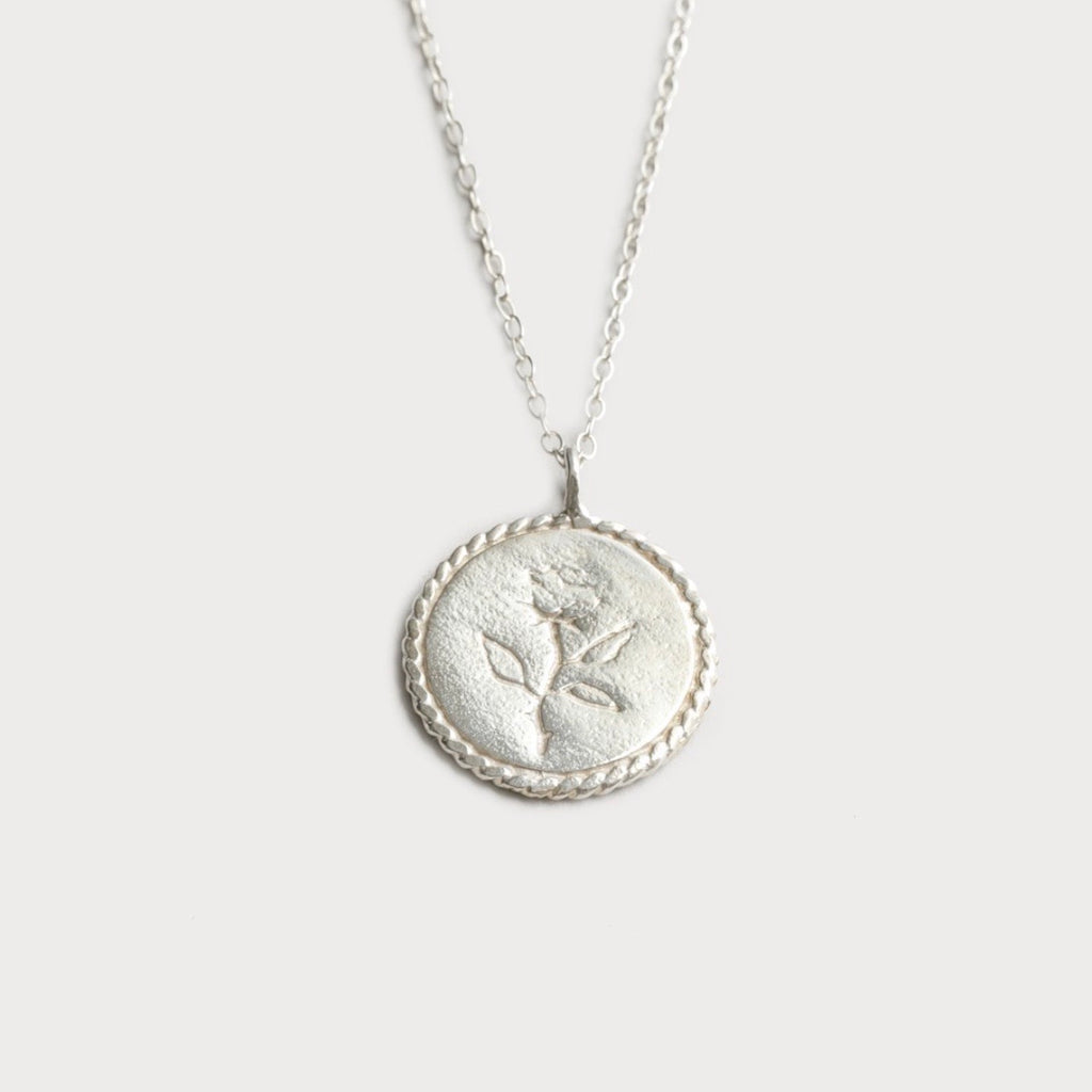 Sterling Silver Necklace with Rose Charm at Golden Rule Gallery