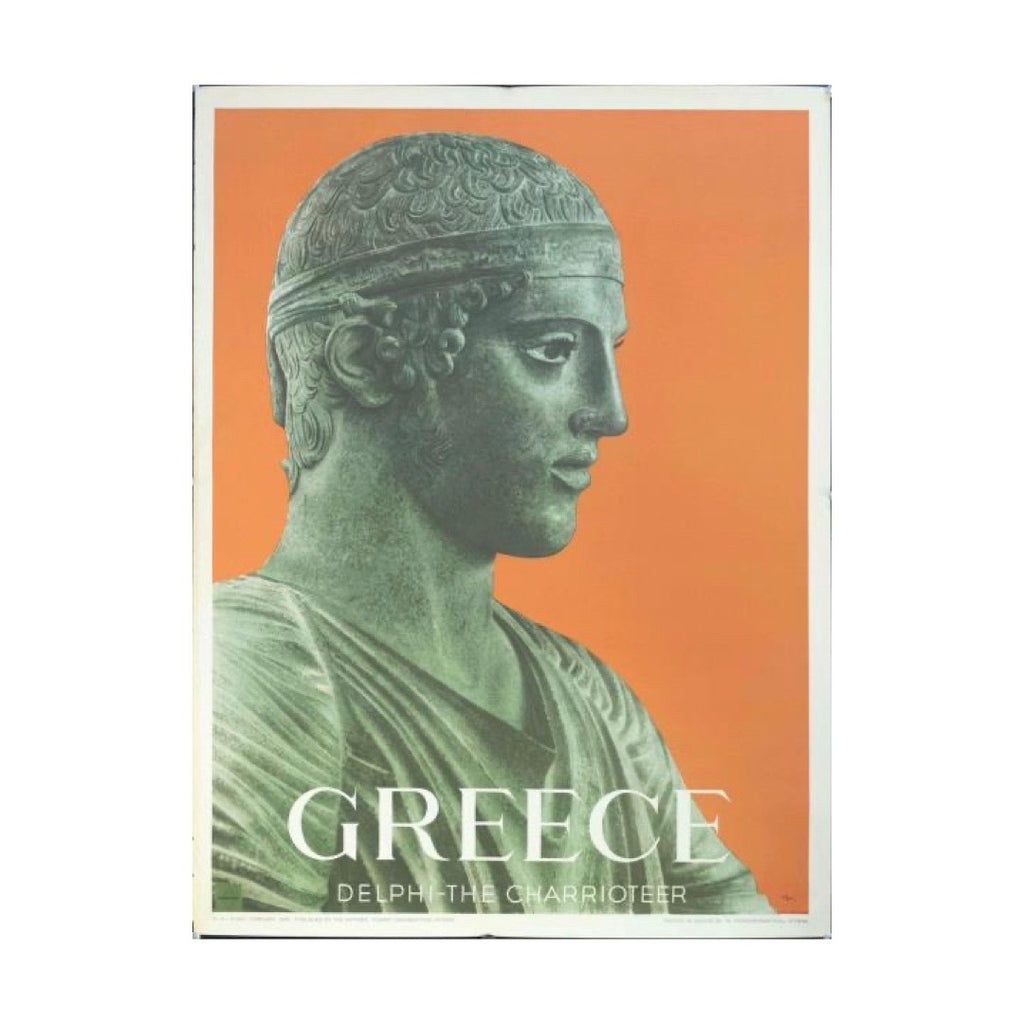 Vintage 1956 Greece Museum Travel Poster | Golden Rule Gallery | Excelsior, MN | Vintage Delphi the Charioteer Poster | Golden Rule Gallery | Excelsior, MN 