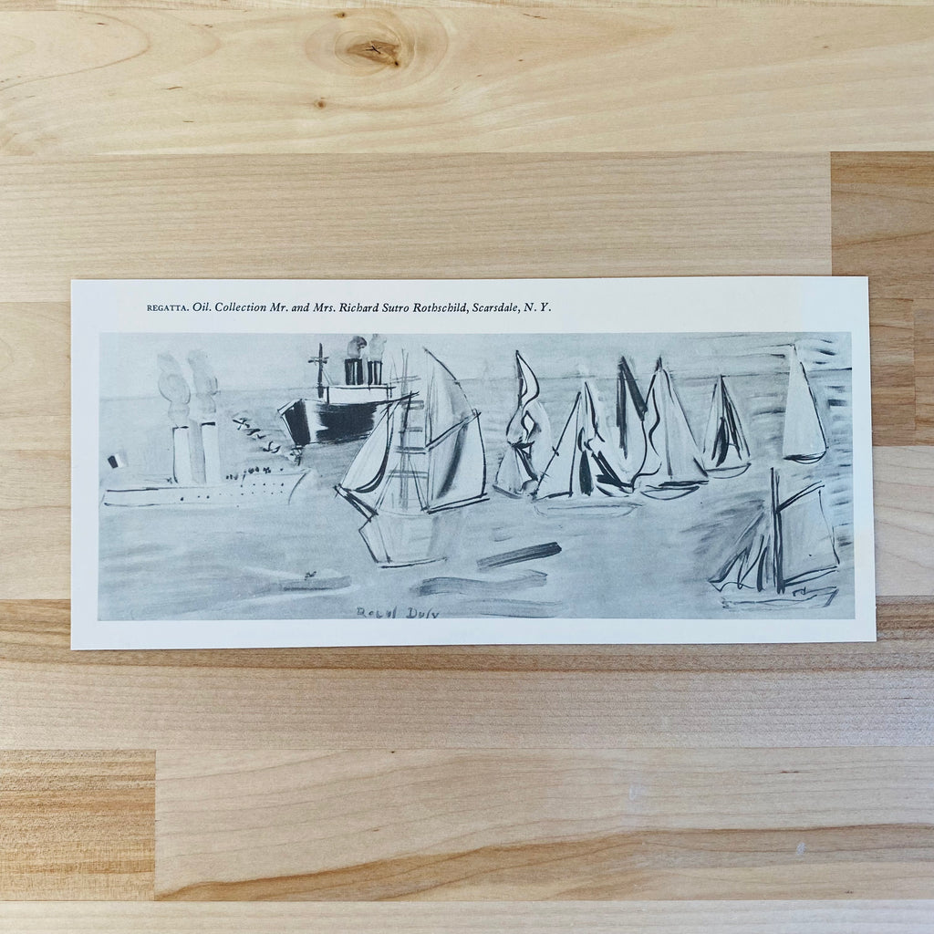 Dufy Midcentury Lithograph | Marseille Le Vieux Port | Vintage Art Print | Golden Rule Gallery | Vintage 1954 French Raoul Dufy "Regatta" Mini Vintage Art Print | Vintage Dufy Art Prints