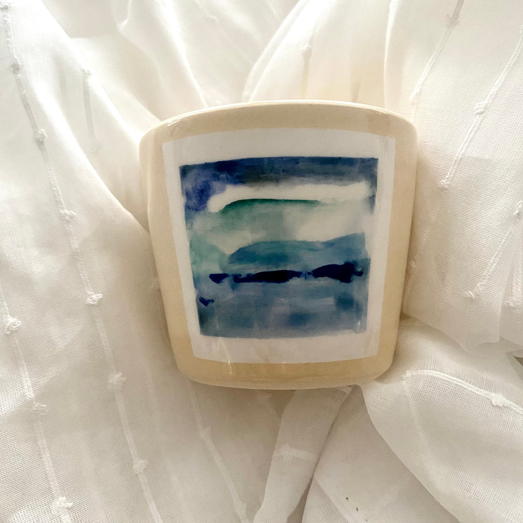Blue A MANO View Cup Made in Minneapolis with Painted Seascape