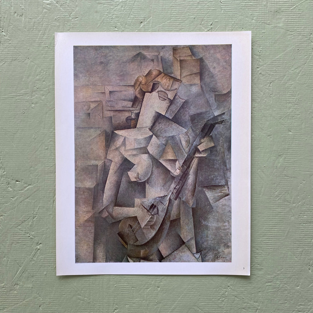 Vintage 1950s Picasso "Girl with a Madolin" Cubist Portrait Art Print at Golden Rule Gallery in Excelsior, MN