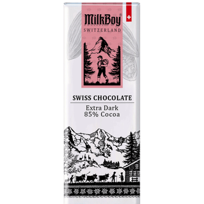 Milkboy Swiss Extra Dark Cocoa Chocolate at Golden Rule Gallery in Excelsior, MN