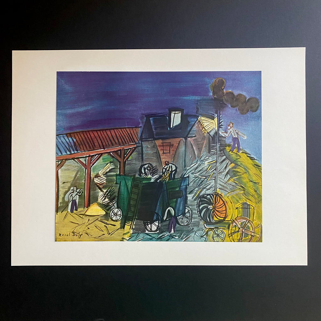 Vintage 1954 Raoul Dufy "Threshing" Offset Lithograph | Midcentury French Farming Art | French Wheat Fields | Harvest