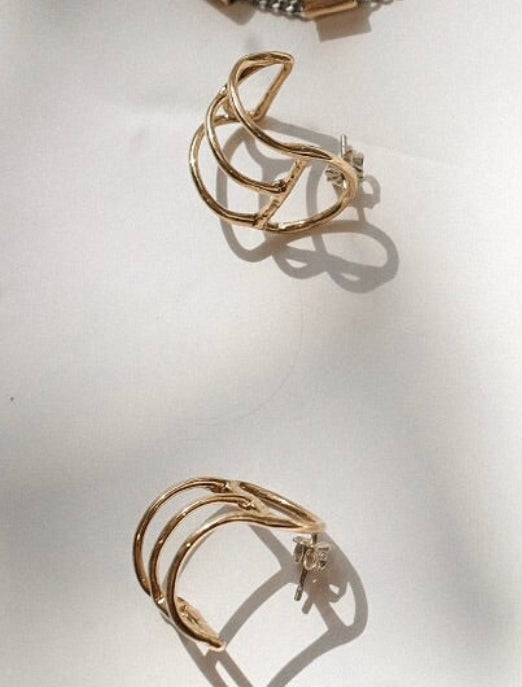 Odette Gold Crescent Cage Earrings
