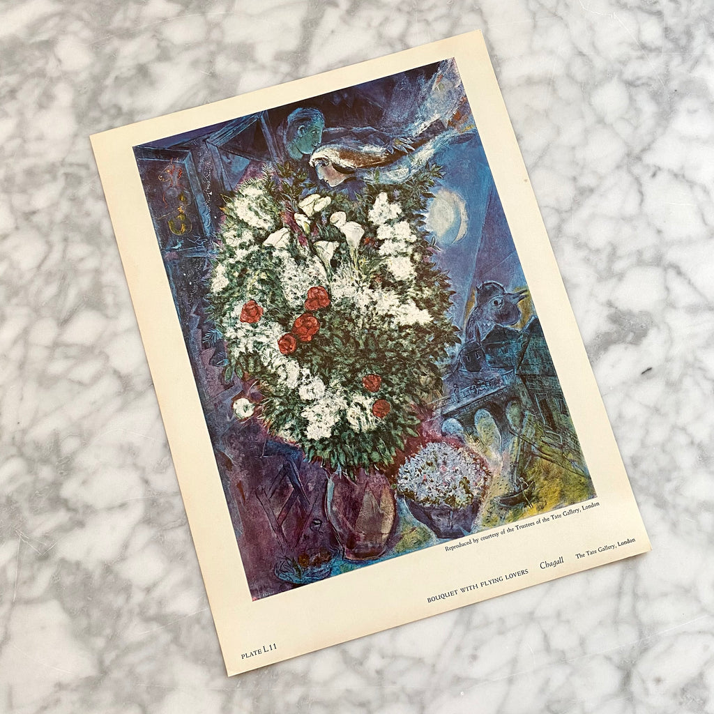 Marc Chagall | Bouquet with Flying Lovers | Vintage Surrealist Print | Collectible Art | Golden Rule Gallery | Excelsior, Minnesota
