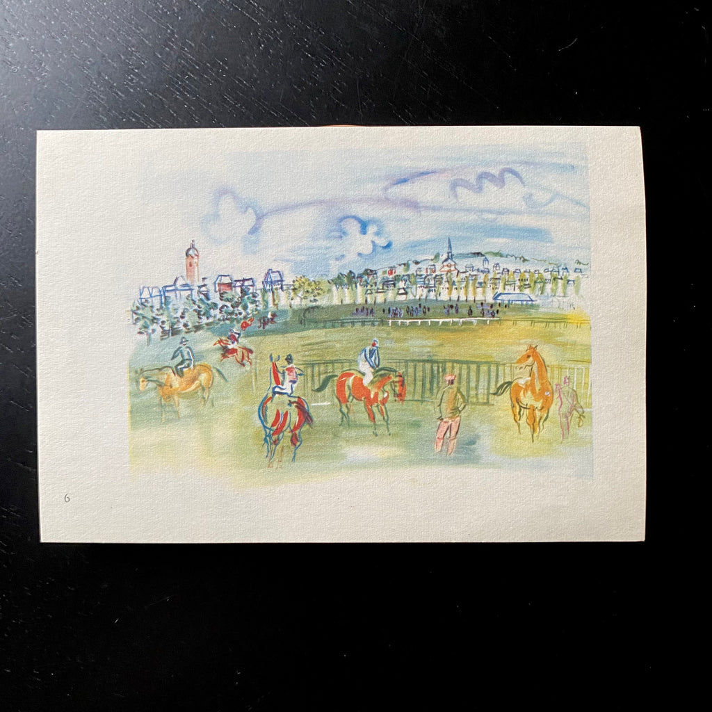 Vintage 50s Dufy Horse Derby | Vintage Mini Dufy Art Plates | 50s Small Dufy Art Plate Prints | Golden Rule Gallery | Vintage Art Prints | 1957 Dufy Art Prints | Excelsior, MN | Petite French Book Plates 