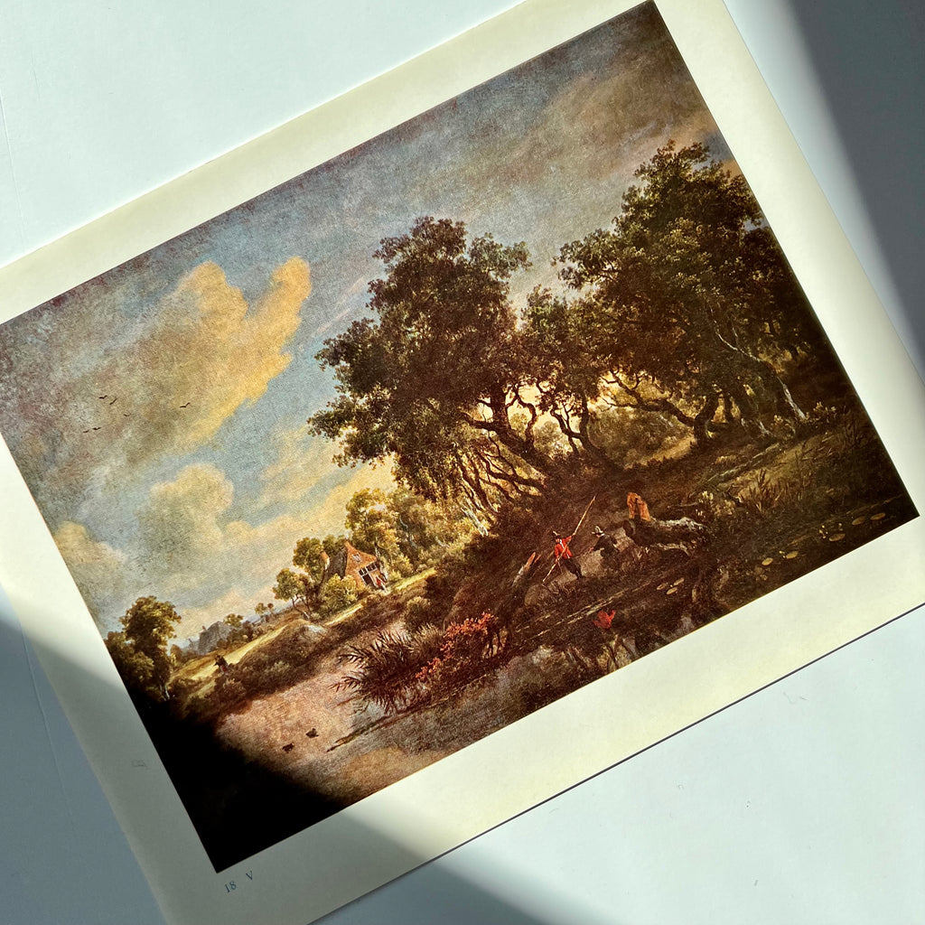Vintage Classical Meyndert Hobbema "Sunny Landscape" Art Print