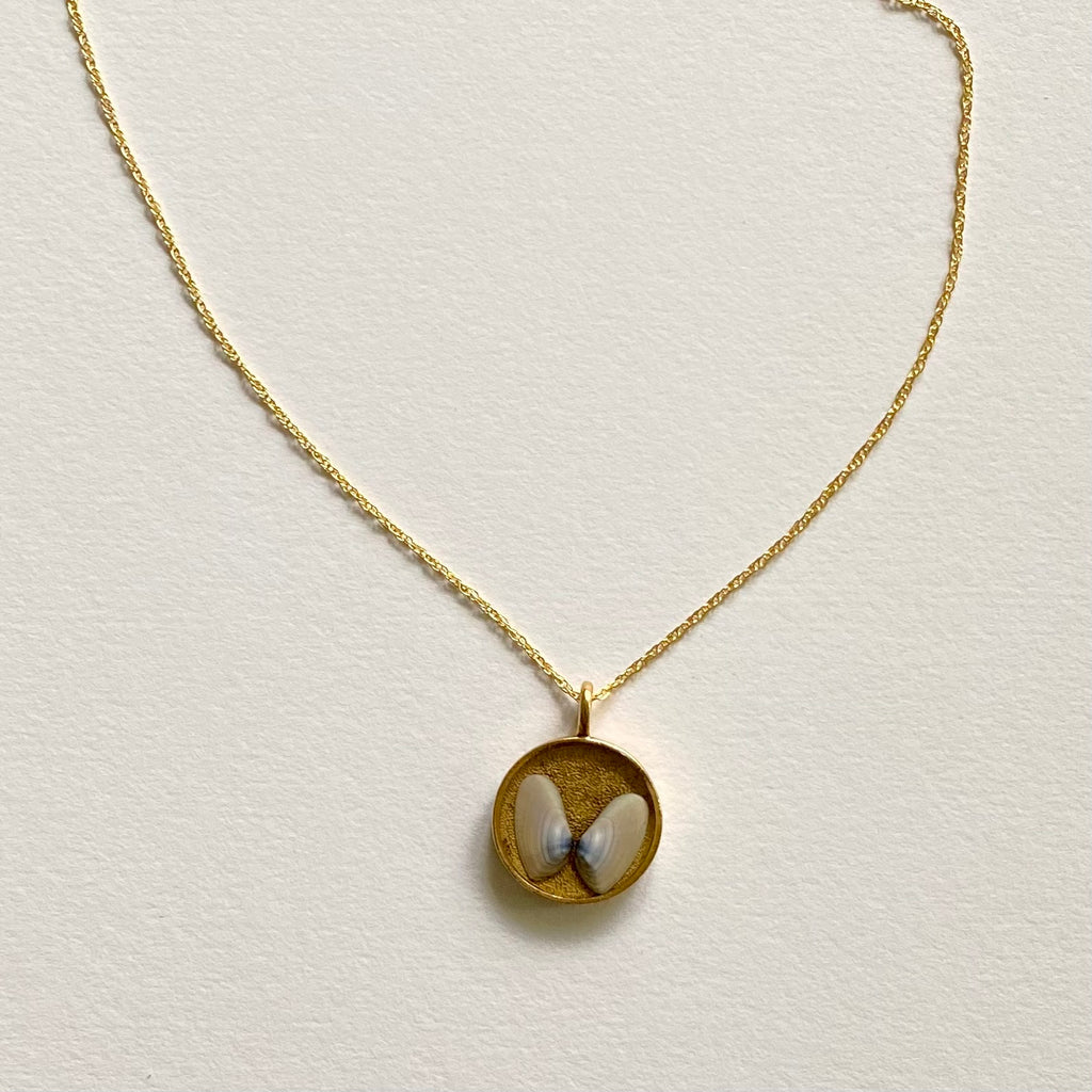 Gold Seashell Pendant Necklace Handmade in Minnesota
