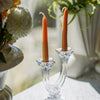 1980s Crystal Glass Dual Taper Candle Holders by J'adore Beddor