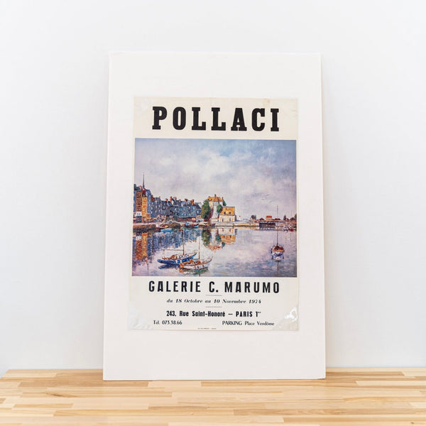 Vintage 70s French Seascape Boat Port Exhibition Poster