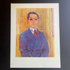 Vintage 1954 Raoul Dufy "Portrait of M. Nico Mazaraki" Offset Lithograph | Quirky Mid Century Portrait
