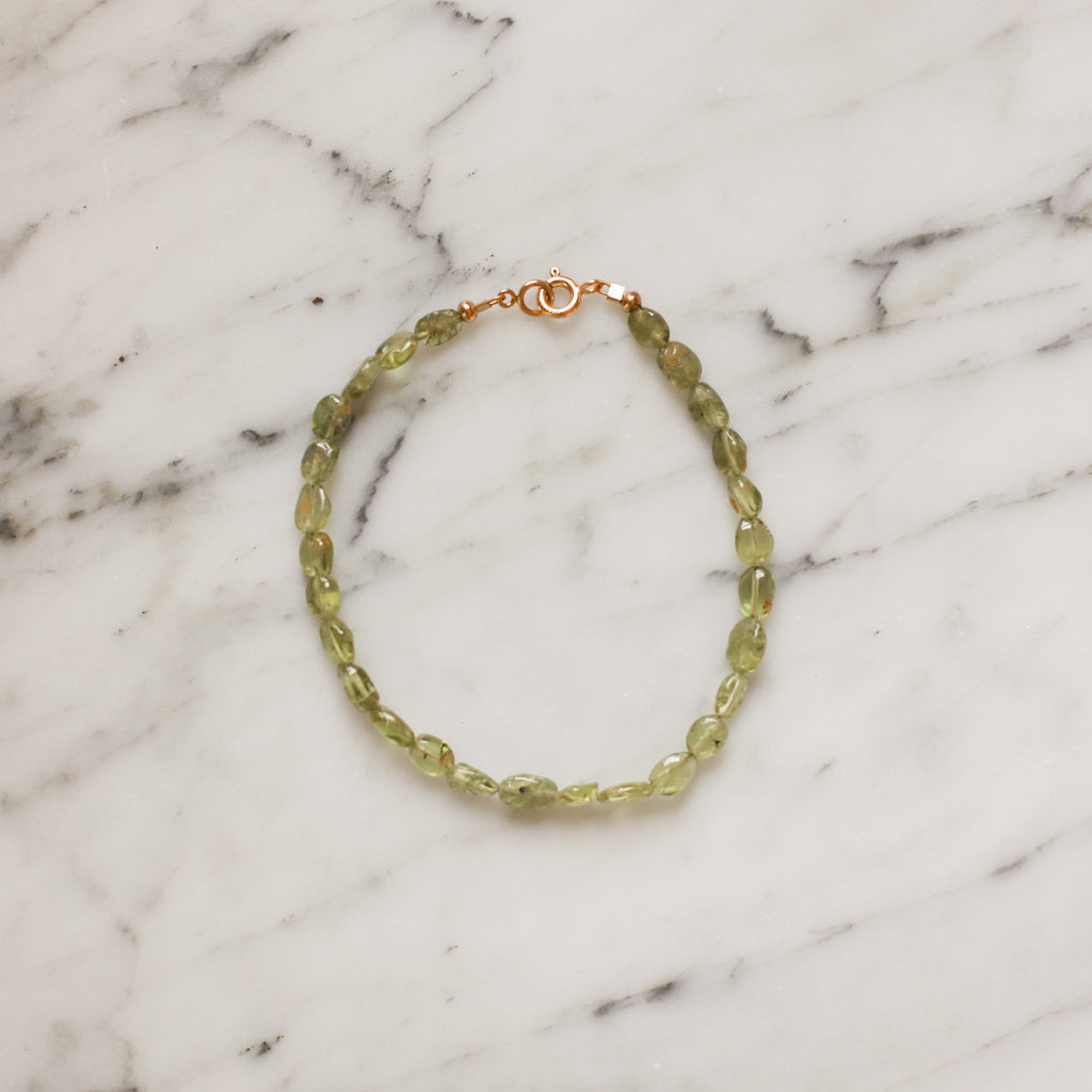 Peridot Bracelet | Protextor Parrish | Handmade in Minneapolis | Local Jewelry | Excelsior, MN