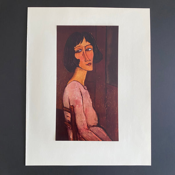 Vintage 50s First Edition Modigliani "Portrait of Marguerite" offset lithograph art print 