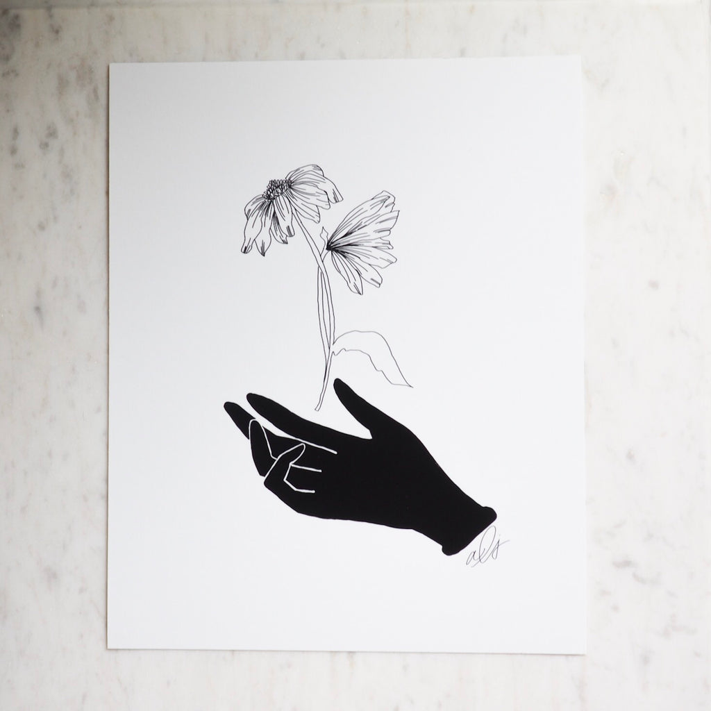 In The Palm Art Print | Anna Lisabeth | Poetry | Floral Illustration | Giclee Print | Local Artist | In the Spaces | Golden Rule Gallery | Excelsior, MN