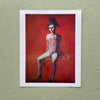 Vintage 50s Picasso "Seated Harlequin" Red Art Print at Golden Rule Gallery in Excelsior, MN