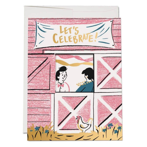 Let's Celebrate Square Dance Barn Party Greeting Card at Golden Rule Gallery