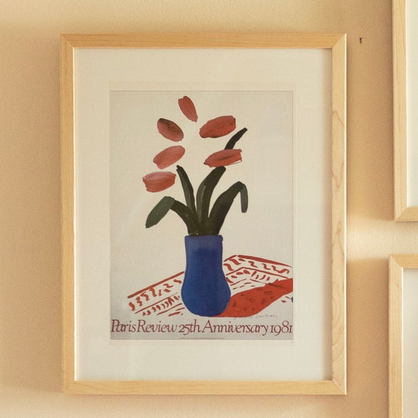David Hockney “Flower Study” in the Paris Review 25th Anniversary 1981 | Vintage 1981 Flower Study Art Print | Vintage 80s Hockney Flower Study Framed Art | Vintage Paris Review 25th Anniversary 1981 Print | Golden Rule Gallery | Excelsior, MN
