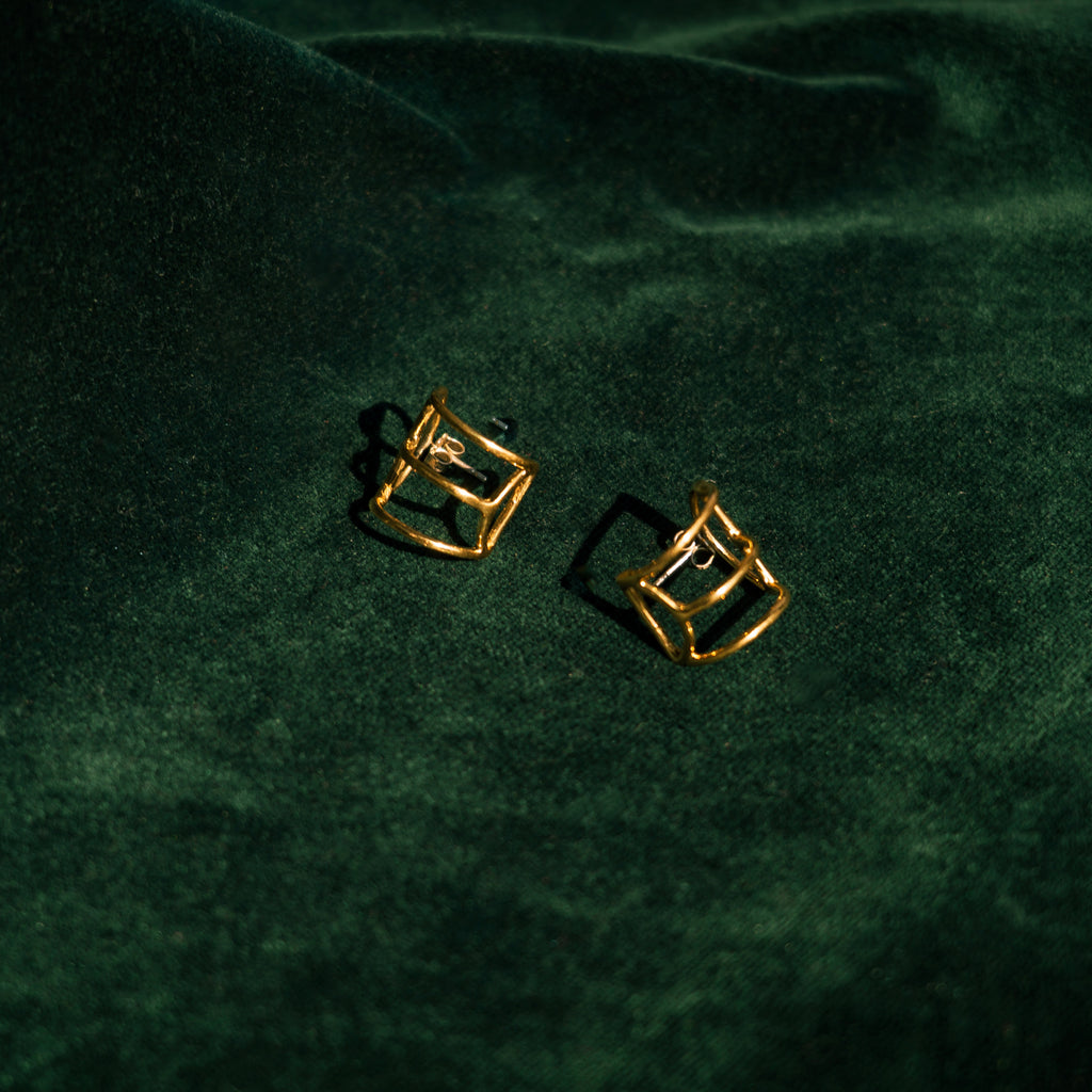 Odette New York Gold Cage Earrings at Golden Rule Gallery 