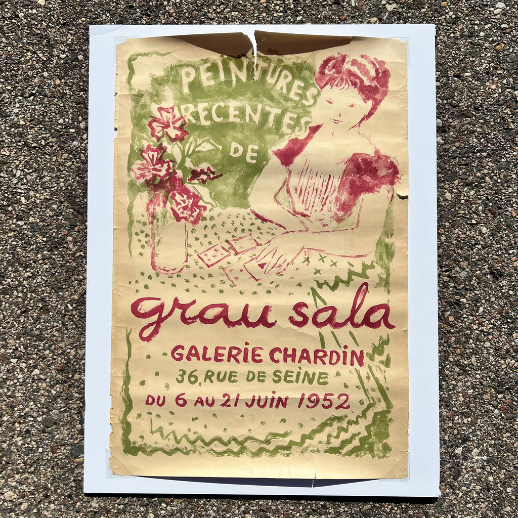 1952 Vintage Grau Sala Female Portrait Exhibition Poster at Golden Rule Gallery