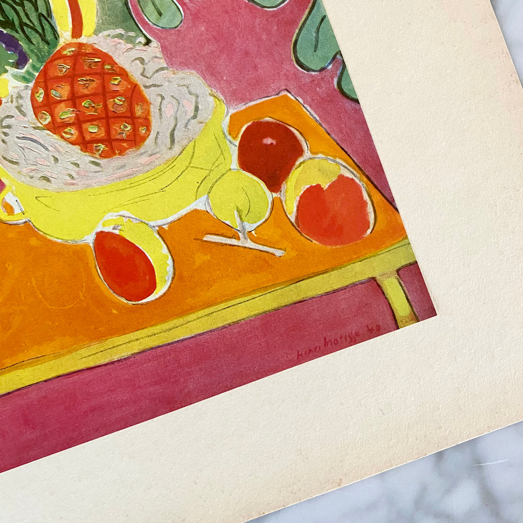 Rare Vintage 40s Matisse Pineapple French Lithograph Art Print at Golden Rule Gallery in MPLS, MN