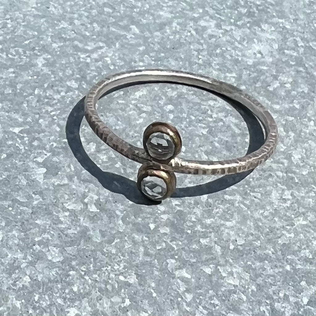 Better Together White Topaz Dainty Mirrored Ring by local MN artist KKAY at Golden Rule Gallery in Excelsior, MN