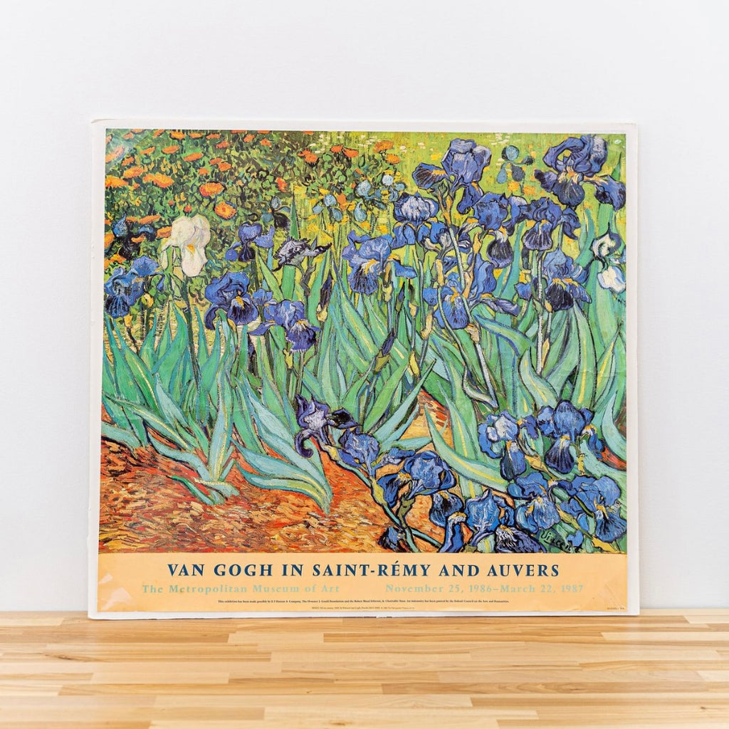 Unframed Vintage 80s Van Gogh Irises MET Museum Art Exhibition Poster at Golden Rule Gallery 