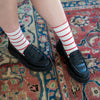 Red Striped Le Bon Shoppe Sneaker Socks at Golden Rule Gallery
