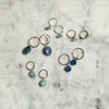 Aquamarine Gold Earrings | Gold Hoop Earrings with Aquamarine Charm | Protextor Parrish | Golden Rule Gallery | Excelsior, MN
