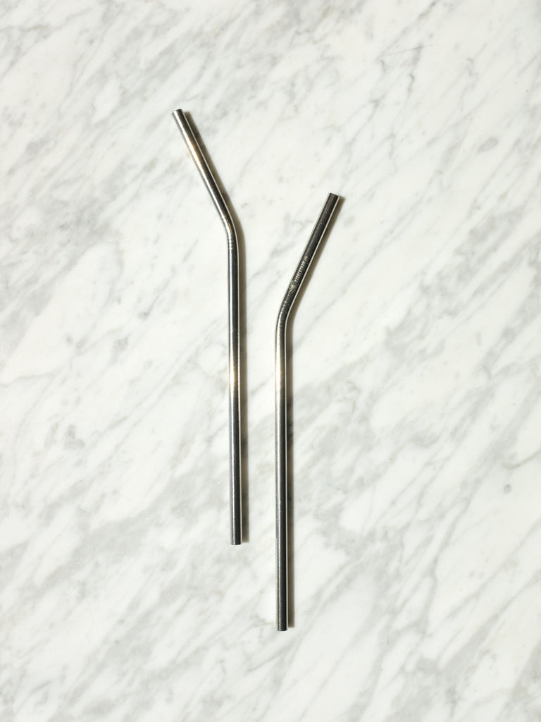 Single Silver Metal Curved Reusable Straws at Golden Rule Gallery in Excelsior, MN