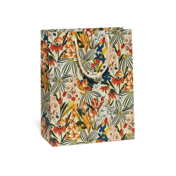 Large Colorful floral gift bag with rope handle by Red Cap Cards at Golden Rule Gallery