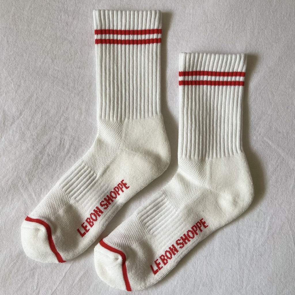 Clean White Boyfriend Tube Socks by Le Bon Shoppe
