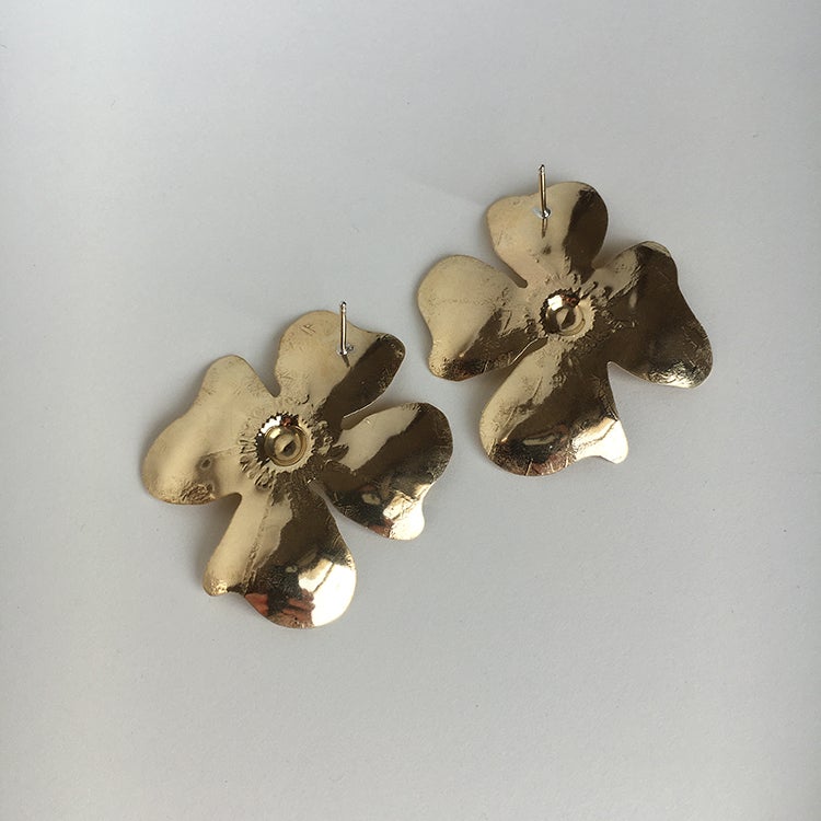 Rumin Floral Brass Earrings by MPLS Artist Ann Erickson at Golden Rule Gallery in Excelsior, MN