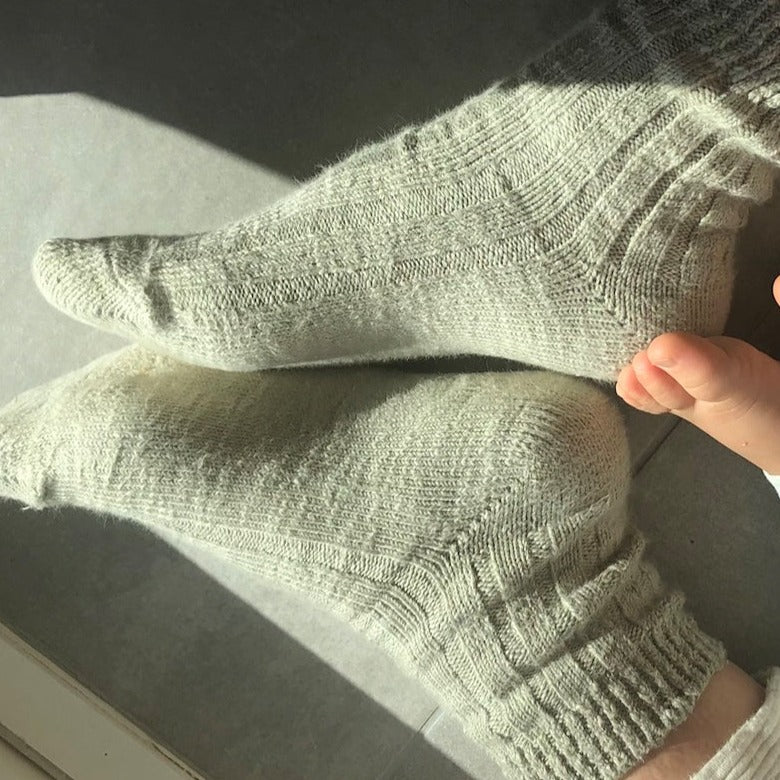 Close Up of Knit Sage Hut Socks