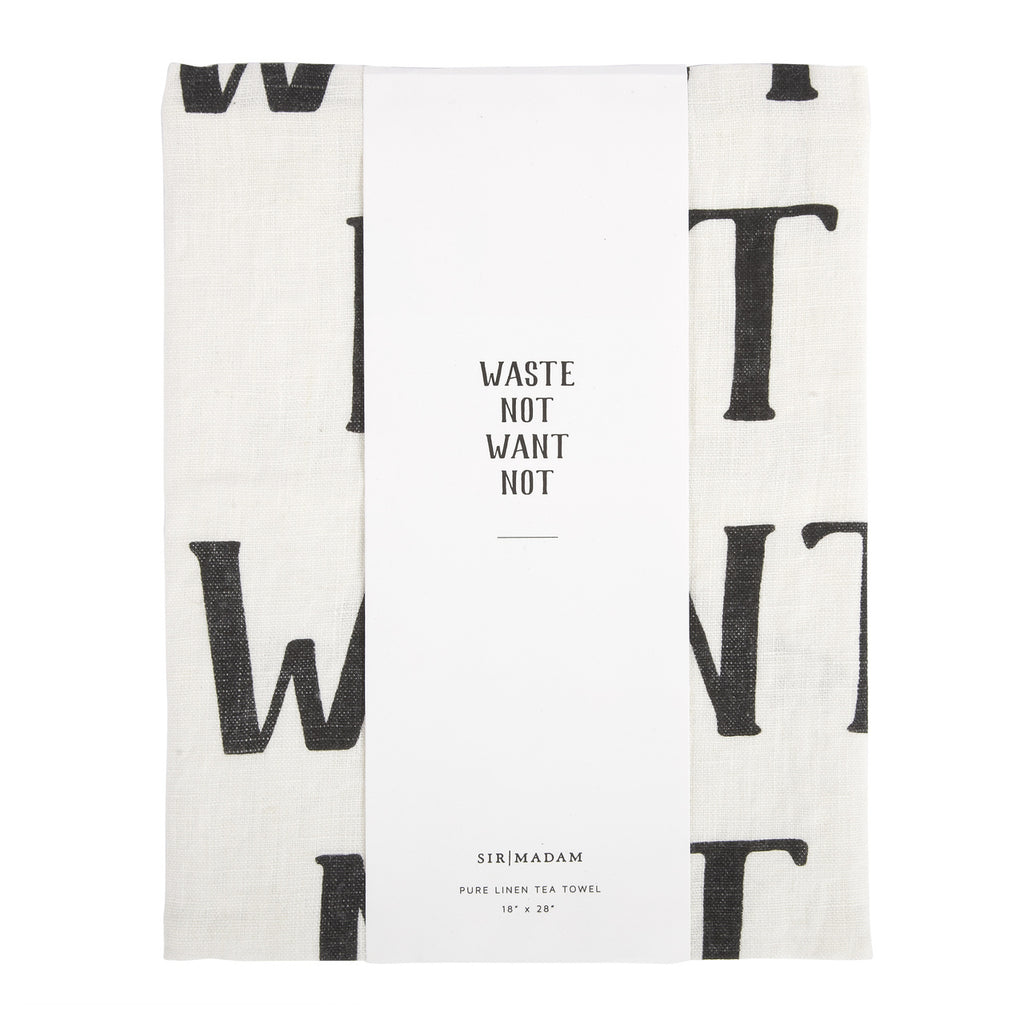 Waste Not Want Not Tea Towel | Sir Madam | Textiles | Framed Art | Tea Towel Art | Golden Rule Gallery | Excelsior, MN