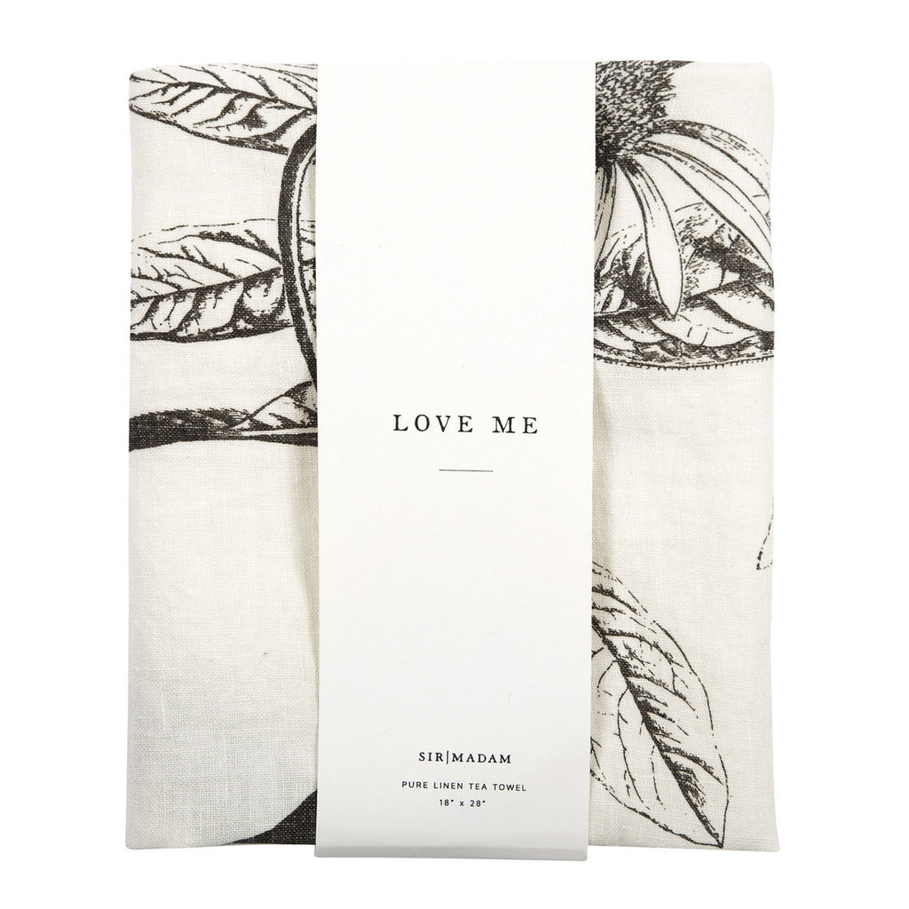 Love Me Love Me Not Tea Towel | Sir Madam | Framed Tea Towel Art | Textiles | Golden Rule Gallery | Framed Art | Excelsior, MN